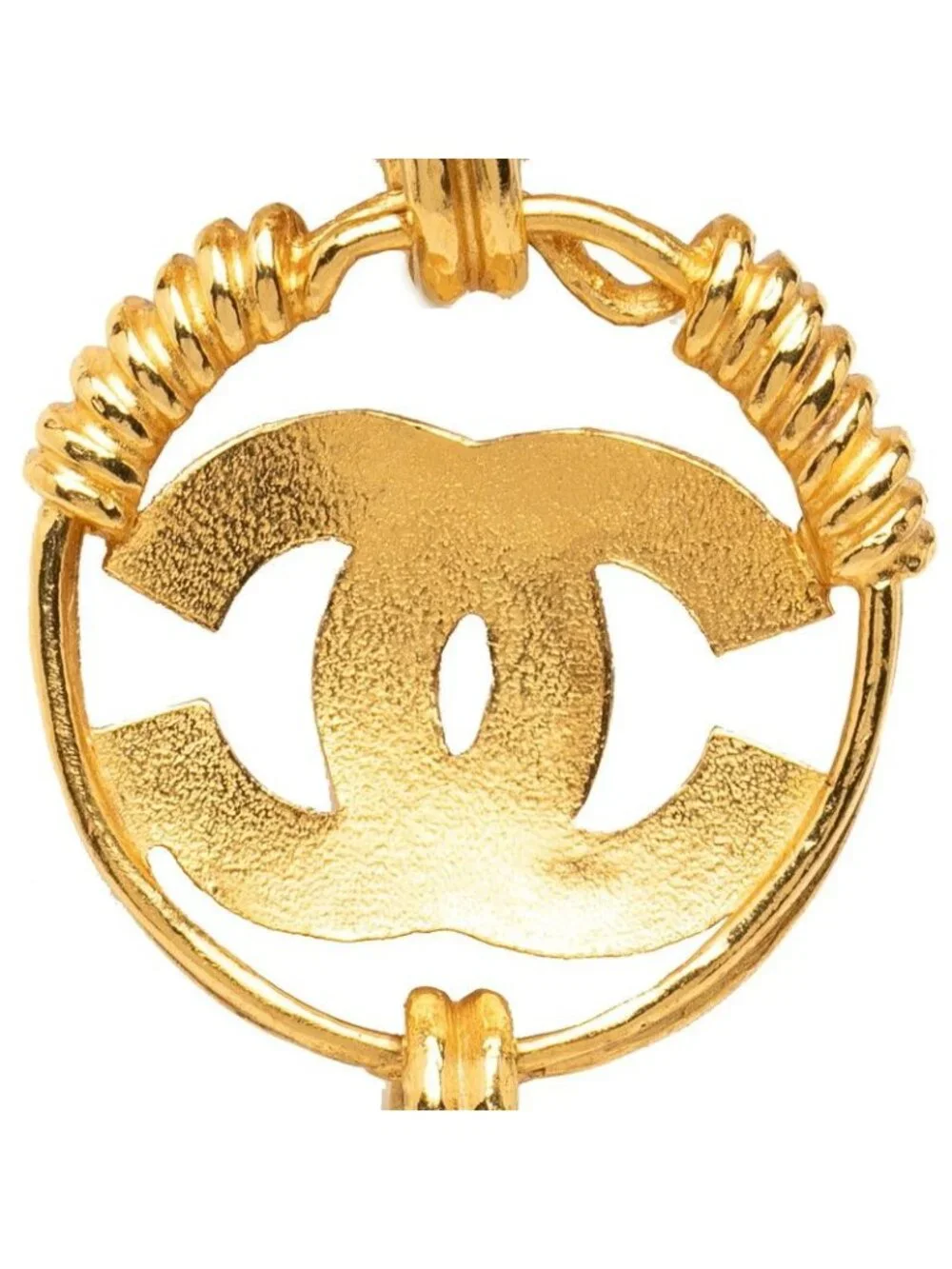 Chanel CC Logo Cross Vintage Chain Necklace 94P Gold Plated